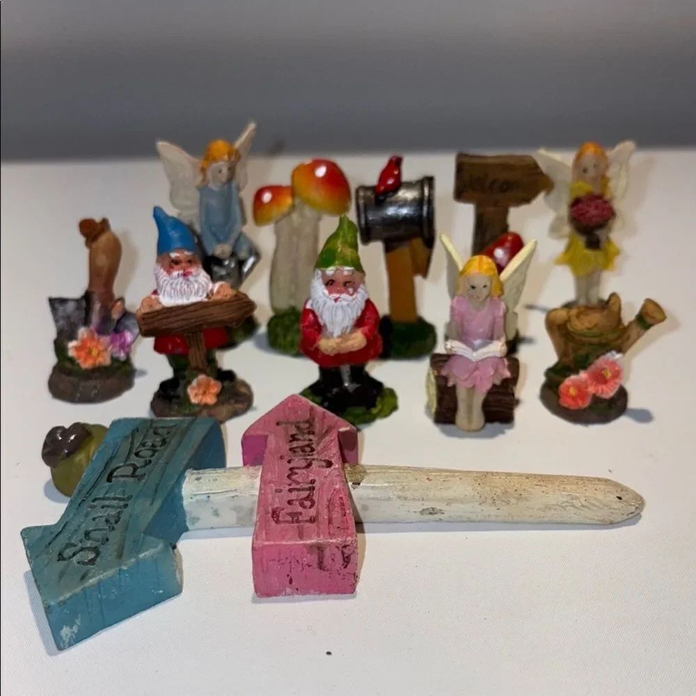 Garden Gnome and Fairy miniature Figurine Set